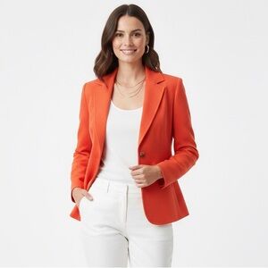 Talbots Vibrant Orange Cotton Piqué Two-Button Blazer - Size 10